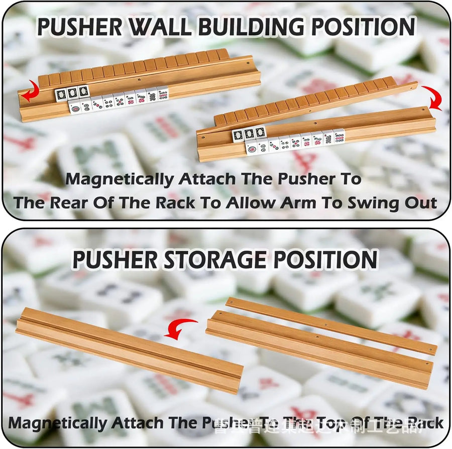 American Mahjong and Domino Racks, Set of 4, Magnetic Solid Wood, view 4