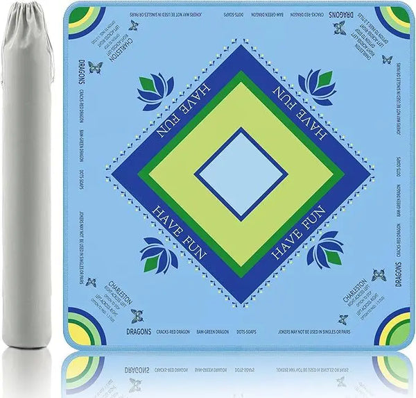 Mahjong Mat, Rubber Anti-Slip Noise Reduction Foldable Waterproof Mat with Plush Mat Bag