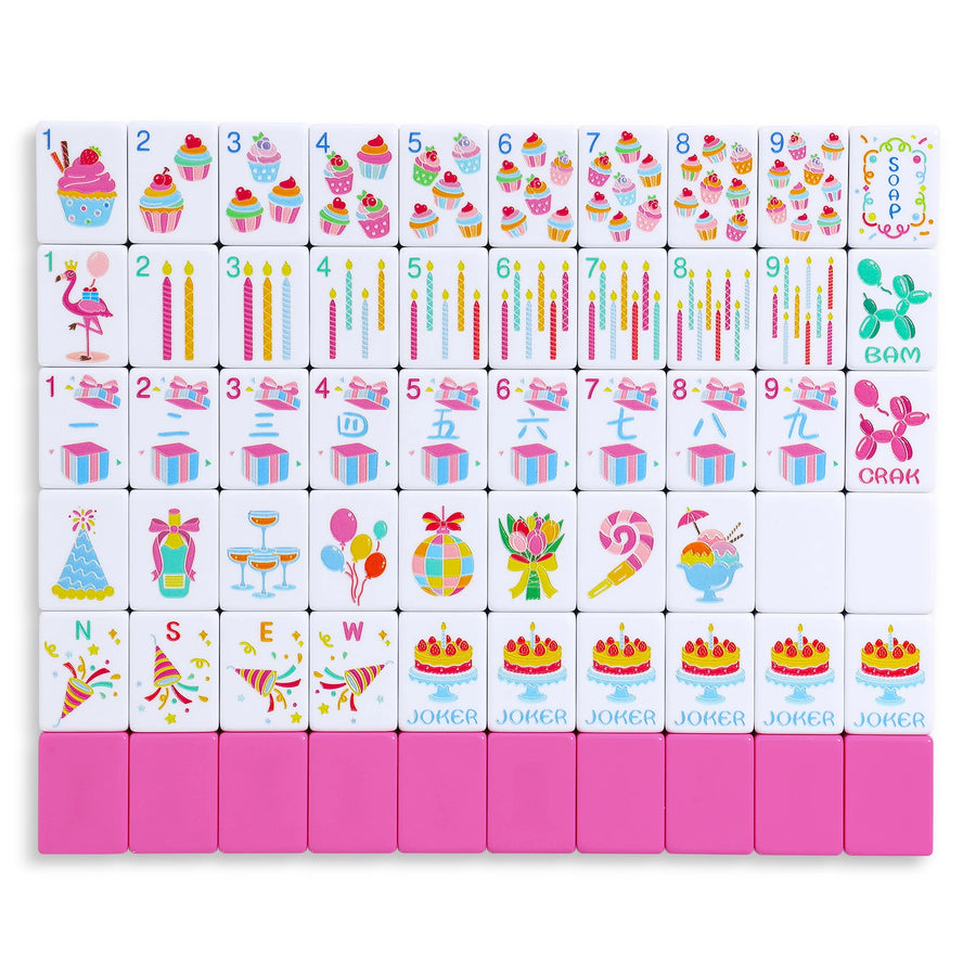 American Mahjong Set, 160 Engraved Melamine Tiles with Travel Bag, Rose Red, view 7