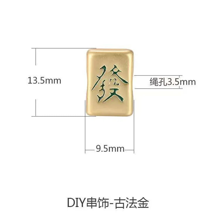 Mahjong DIY Loose Beads for Bracelets and Necklaces, East South West North Zhong Fa, White, view 7