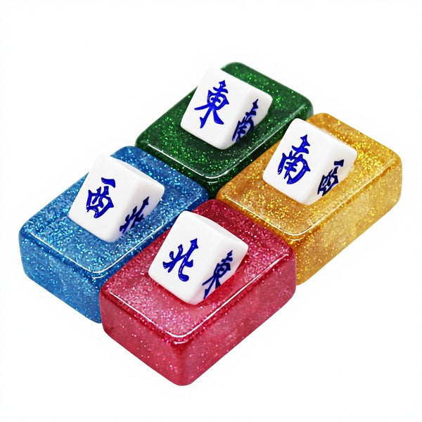 American Mahjong Wind Indicator Dealer Tile, Crystal Acrylic, East South West North and Red Dragon