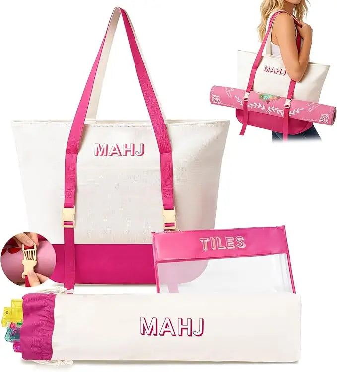 American Mahjong Storage Bag Set, 3 Pieces, Canvas, Large Capacity Lightweight Carrying Case, view 10