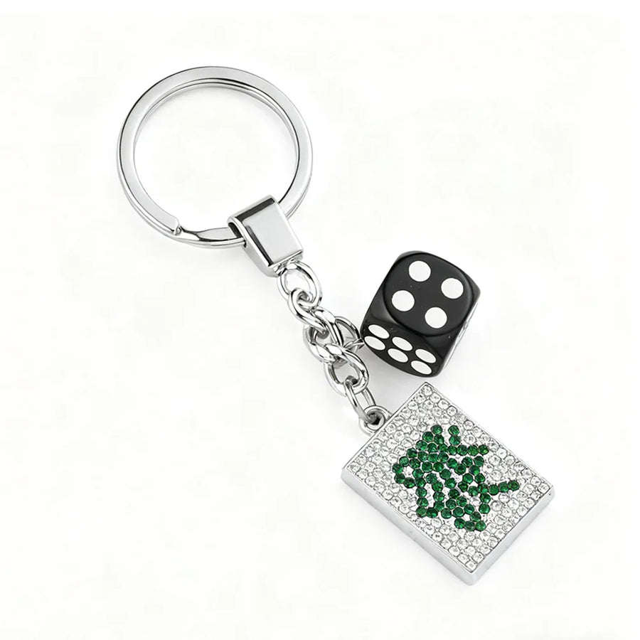 Mahjong Keychain, Square Mahjong Tile with Red Chinese Character, Hip Hop Style, view 8