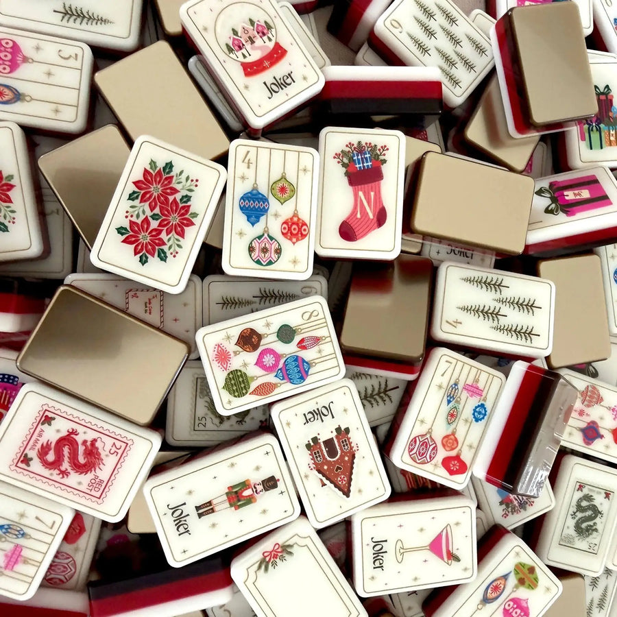 American Mahjong Set, Christmas Design, 4 Layer Acrylic Tiles, Multiple Styles, view 3