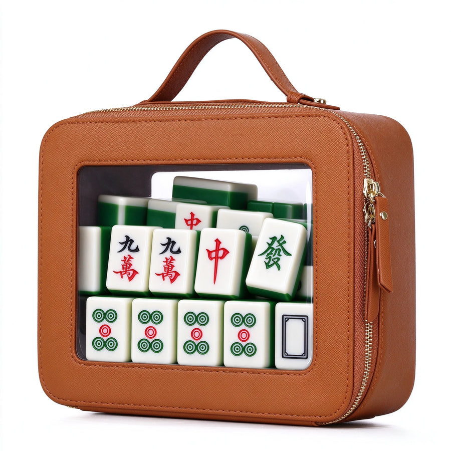 Mahjong Travel Case, Portable Storage Bag with Clear PU Cover, view 8