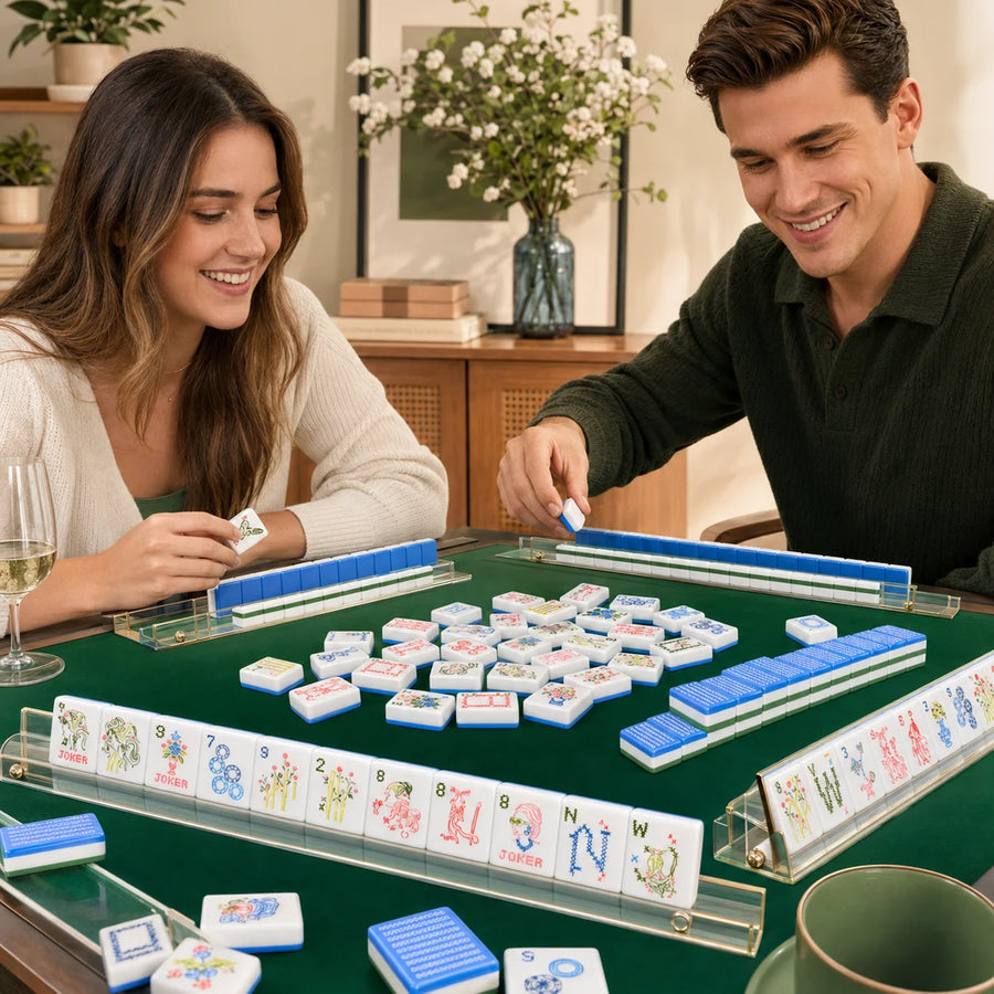 American Mahjong Set, 166 Tiles, 4 Layer Acrylic, Contemporary Blue Design, view 5