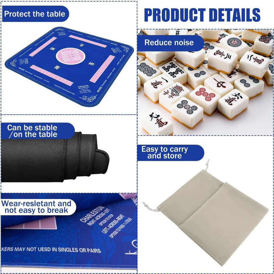 Mahjong Play Mat with Storage Bag, Roll-Up Natural Rubber, Non-Slip, Waterproof, view 4