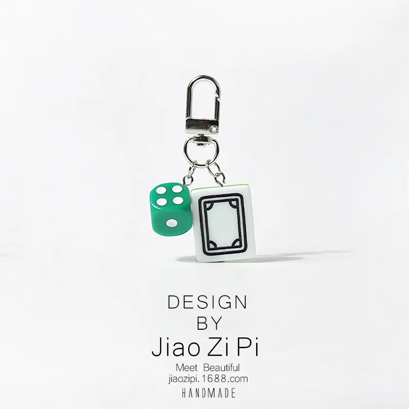 Mahjong Keychain, Red Dragon Tile Pendant, Bag Charm for Backpacks, view 9