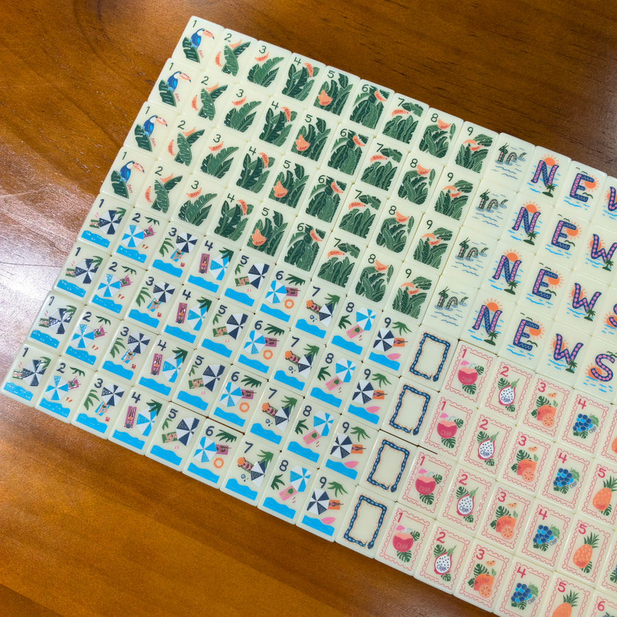 American Mahjong Set for Travel, Blue Vacation Style Design, Modern Tile Set, view 4
