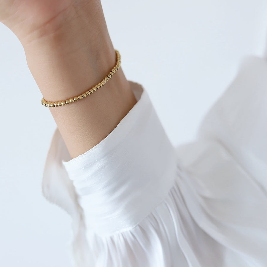 Chinese Mahjong Fortune Beaded Bracelet, Stainless Steel Chain, Square Gold Tone Beads, view 2