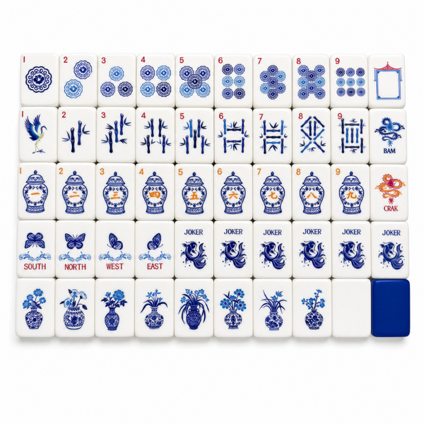 American Mahjong Set, 4 Layer Acrylic Tiles, Blue, for 4 Players, Portable