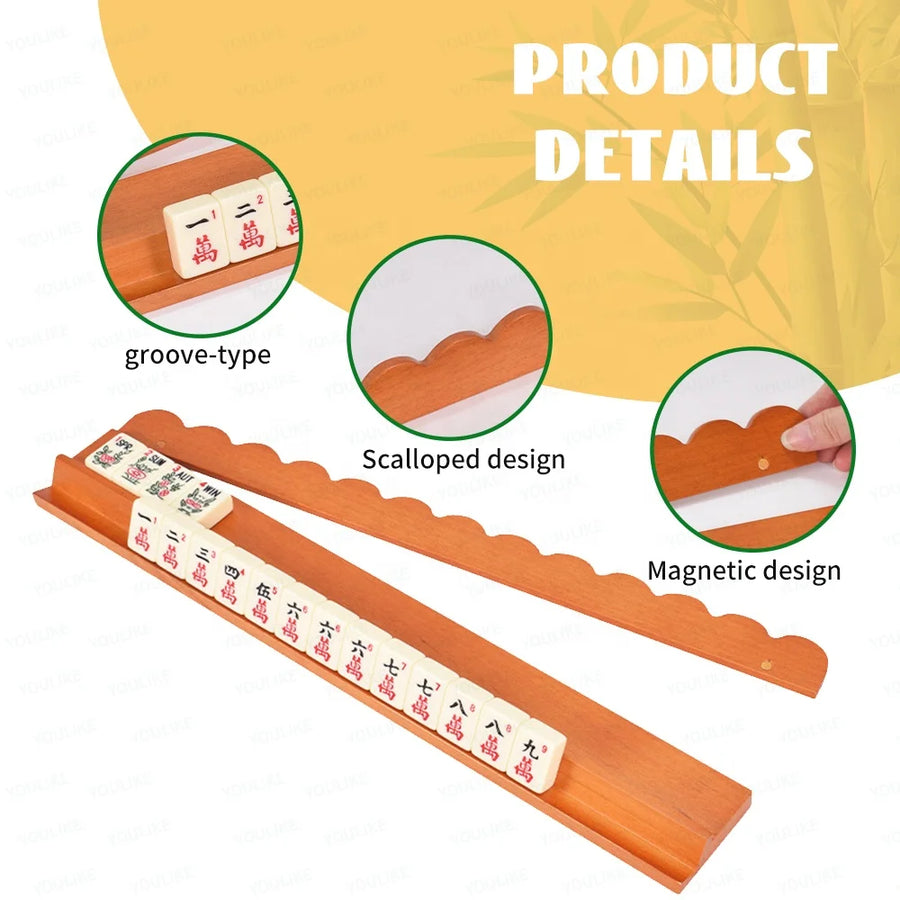 American Mahjong 2-in-1 Rack and Pusher, Set of 4, Scalloped Magnetic Wood, view 5