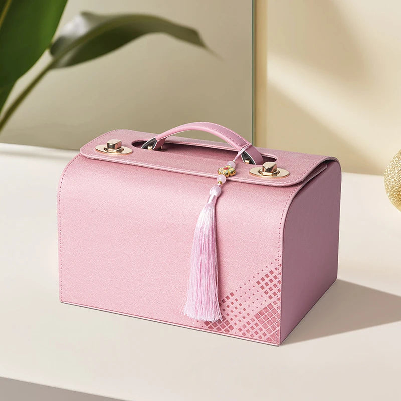 American Mahjong Storage Case with Handle, PU Leather Organizer Box, Tiles Not Included, view 10