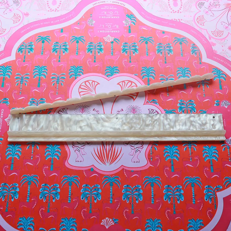 American Mahjong Rack Set with Magnetic Pusher, 20 Inch Modern Scalloped Clear Tortoiseshell Acrylic, view 3