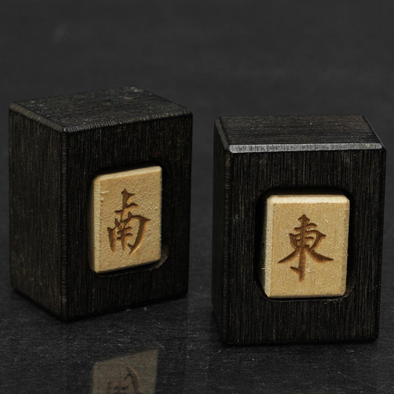 Mahjong Wind Direction Indicator, Solid Wood, Rounded Corner, Burlywood, view 6