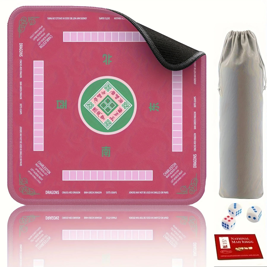 Mahjong Mat with Storage Bag, Non-Slip, Noise Reducing Table Cover for Party Games, view 8