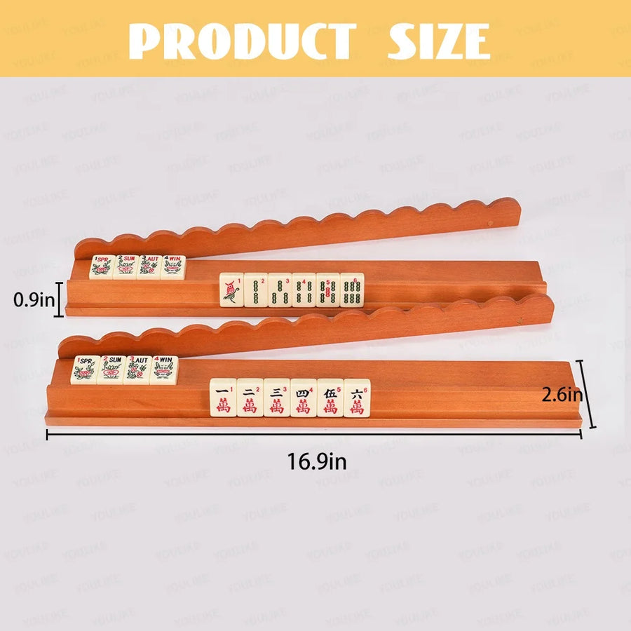 American Mahjong 2-in-1 Rack and Pusher, Set of 4, Scalloped Magnetic Wood, view 4