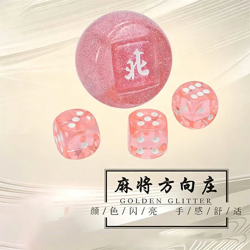 Mahjong Wind Dice, 4 Piece Polyhedral Resin Dice Set, Golden Color, view 6