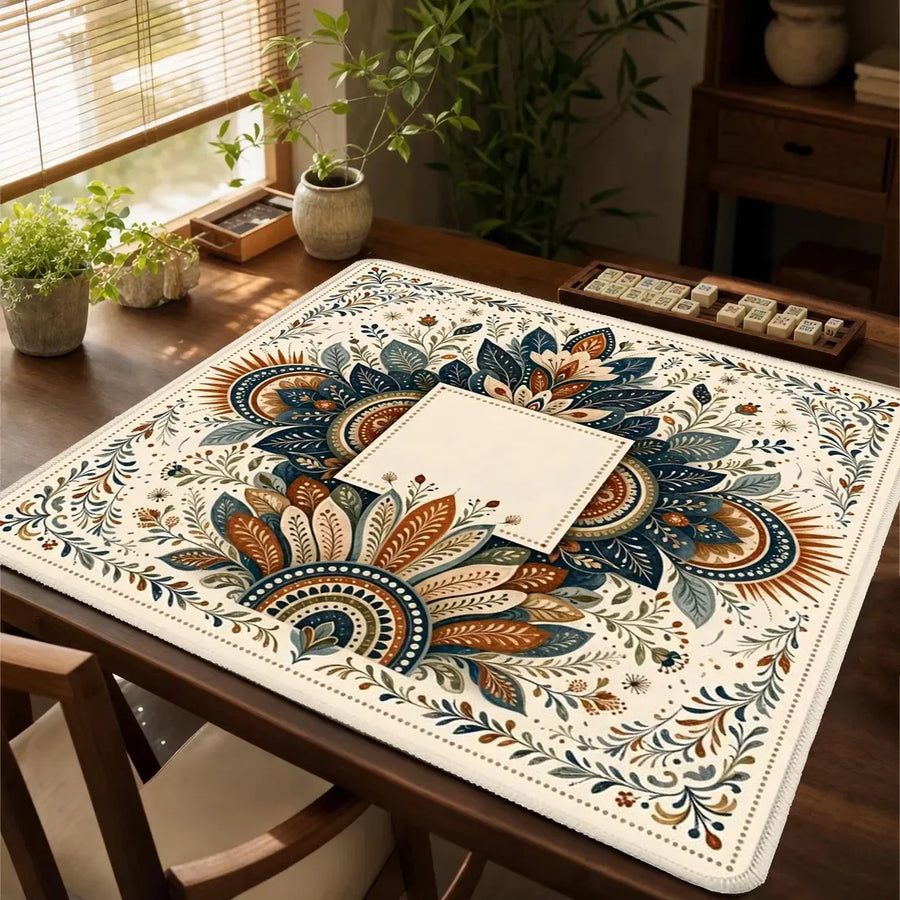 American Mahjong Mat with Storage Bag, Neoprene, Non-Slip, Noise Reducing, Boho Mandala Floral, view 2