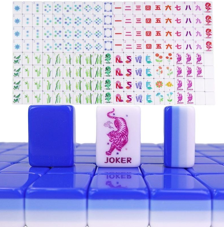 American Mahjong Set, 160 Pieces, Engraved Acrylic Mah Jongg Tiles, Blue, view 5