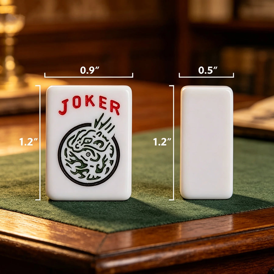 American Mahjong Set, 166 Tiles with Jokers, White Engraved Melamine, Joker and Dragon Design, view 2