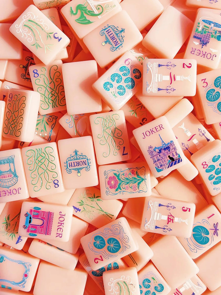 American Mahjong Set, 160 CNC Processed Acrylic Tiles, Pink Parisian Style Starter Kit, view 5