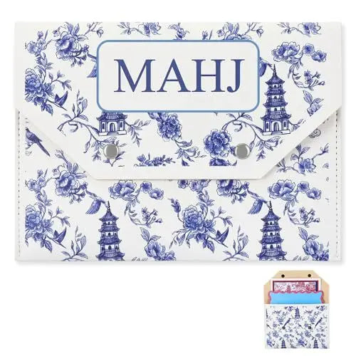 Mahjong Card Holder, PU Leather Rule Card Case with Magnetic Closure, Portable Protective Pouch