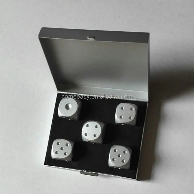 Mahjong Dice Set, Aluminum Travel Dice, Silver, for Party Games, view 6