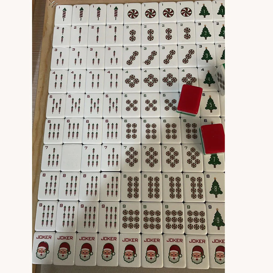 American Mahjong Tiles, Christmas Red 4 Layer Acrylic, Holiday Design, view 3