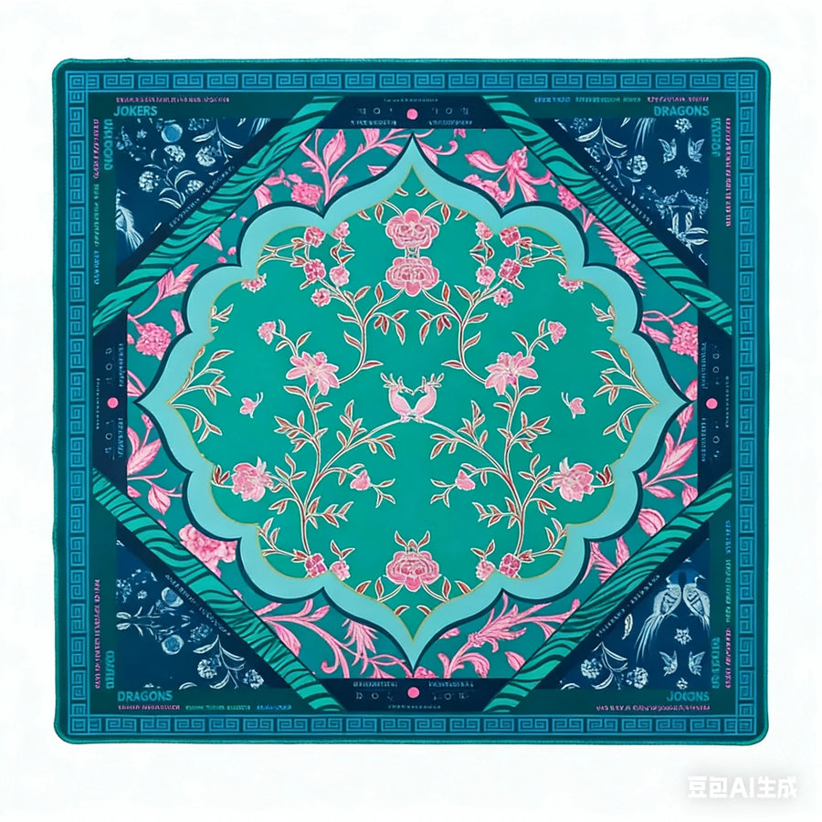 American Mahjong Table Mat, Thickened, Non-Slip, Noise Reducing, Floral Bird Print, view 2