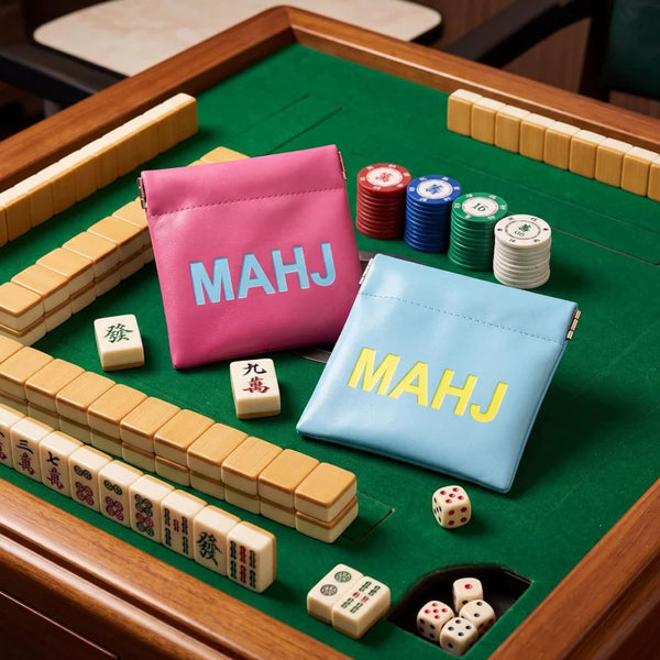 Mahjong Dice Storage Bag, Mini PU Leather Pouch for Dice and Coins, Travel Organizer