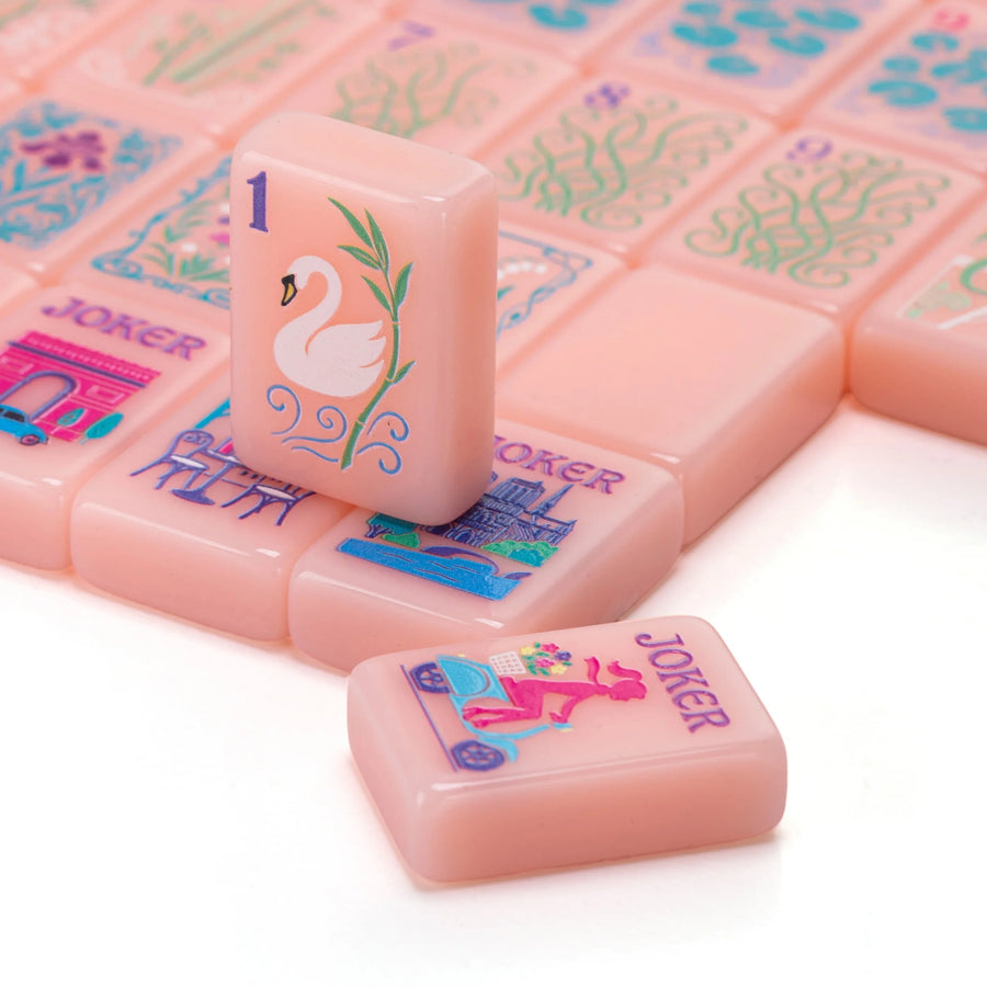 American Mahjong Tiles, 160 Pieces, Single Layer Engraved Acrylic, Soft Pink, view 5