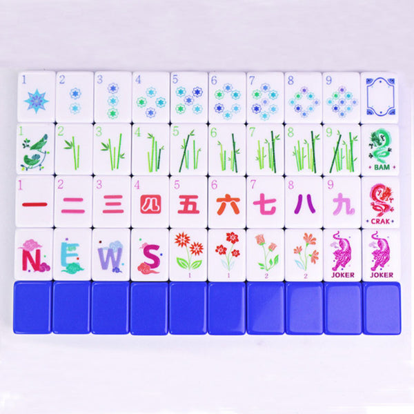 American Mahjong Set, 160 Pieces, Engraved Acrylic Mah Jongg Tiles, Blue