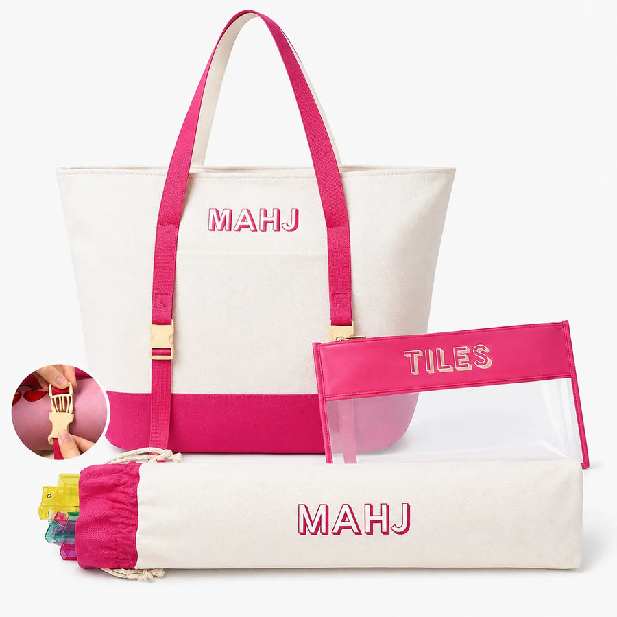 Mahjong Travel Bag, Canvas Carrying Case and Accessories Organizer, Portable, view 7
