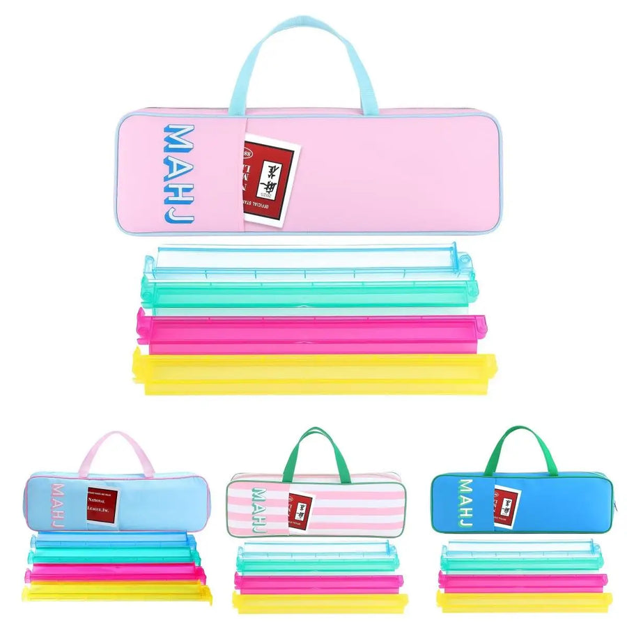 Mahjong Tote Bag, Floral Polyester with Zipper, Foldable Large Capacity Travel Storage Bag