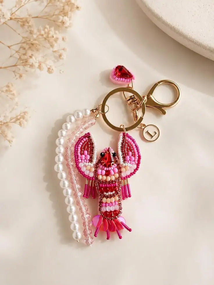 Mahjong Tile Beaded Keychain, Handmade Bag Charm and Key Ring, view 3