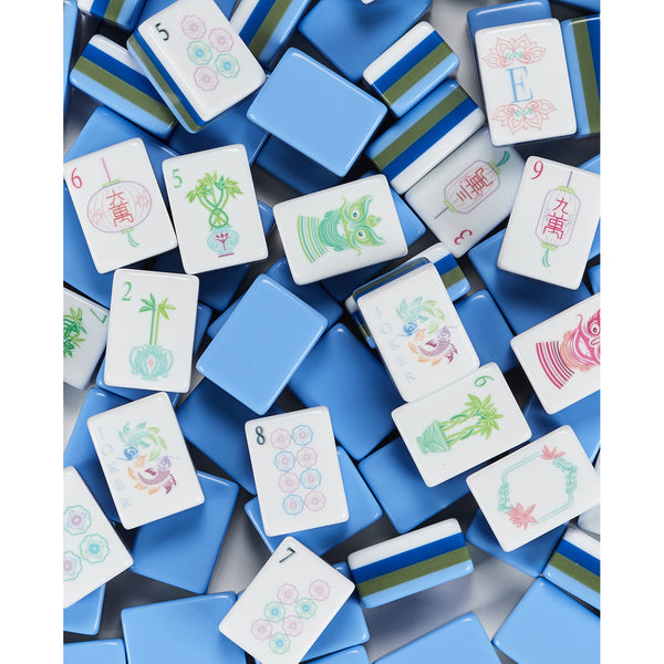American Mahjong Set, 160 Blue Acrylic Tiles, Game Set for Adults