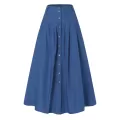 Women's Spring Sundress 2022 ZANZEA Stylish Button Maxi Skirts Casual High Waist Long Vestidos Female Solid Robe Femme