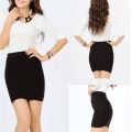 Ladies Sexy Elastic Pleated Skirt High Waist Bodycon Mini Skirt Business Office Short Pencil Skirts Solid Color Skirt
