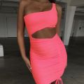 Mini Bodycon Summer Dress Women Club Hollow Out Ruched Backless Orange White Black Party Bandage Women Sexy Dresses
