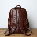 NZPJ Leather Men's Backpack European and American Fashion Travel Bag Vintage Head First Layer Cowhide Leisure Backpack