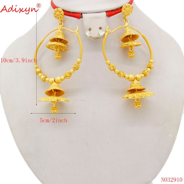 Adixyn New India Hollow Swing Bollywood Ethnic Earrings For Women Gold Color/Copper Manual Jewelry Religious Activities N032910