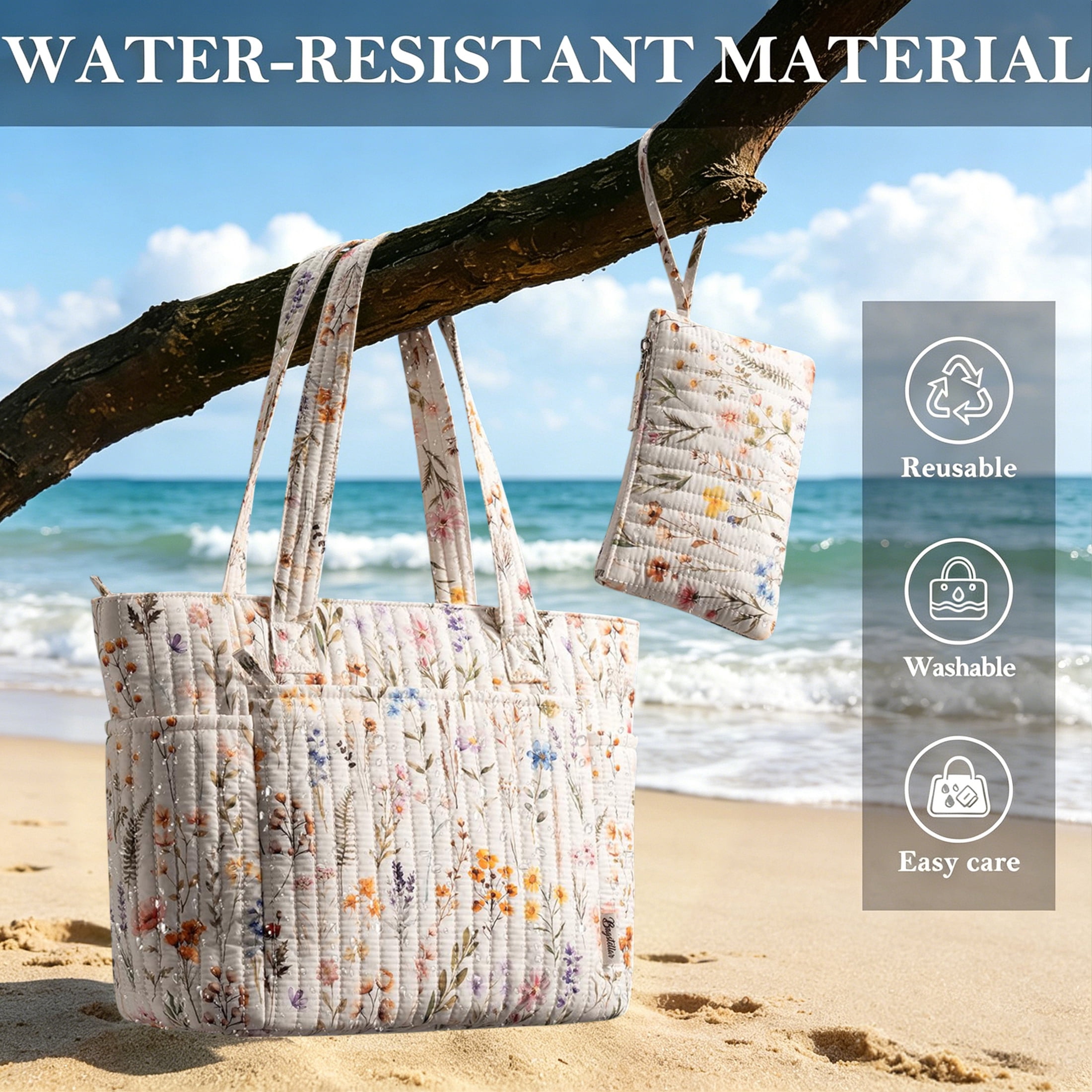 Bagstellar Quilted Cotton Zip-Top Tote - Image 4