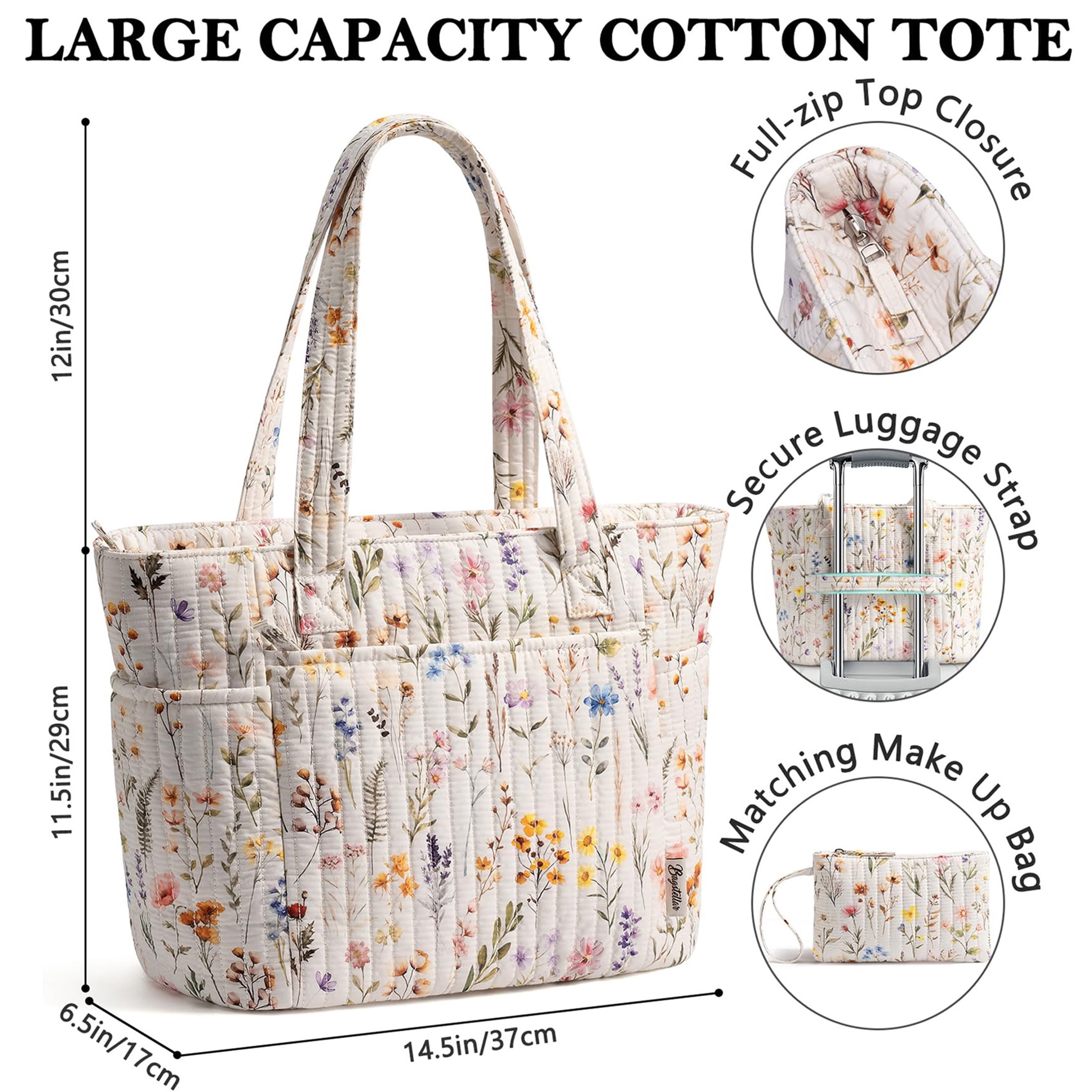 Bagstellar Quilted Cotton Zip-Top Tote - Image 2