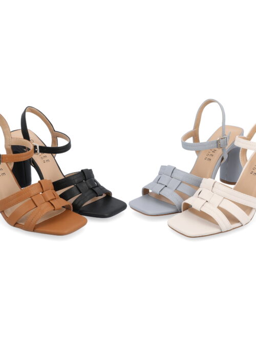 Journee Collection Gibssen Ankle Strap Block Heel Sandals