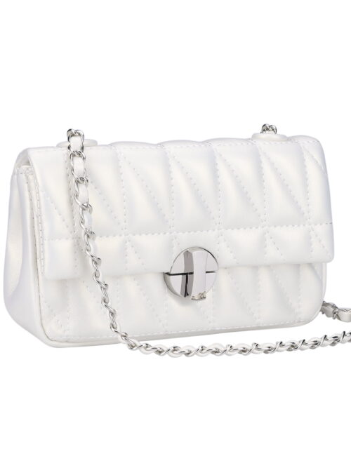 Inspire Chic Quilted Flap Crossbody with Chain Strap