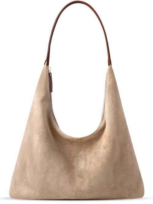 JASGOOD Faux Suede Slouchy Hobo Bag