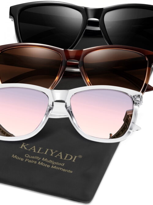 KALIYADI Polarized Retro Sunglasses with UV400, 3-Pack