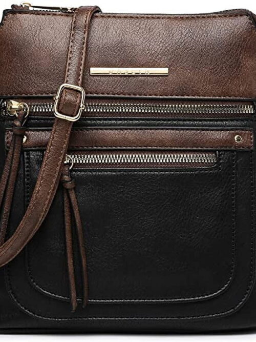 Dasein Two-Tone Vegan Leather Crossbody with Tassel Pulls