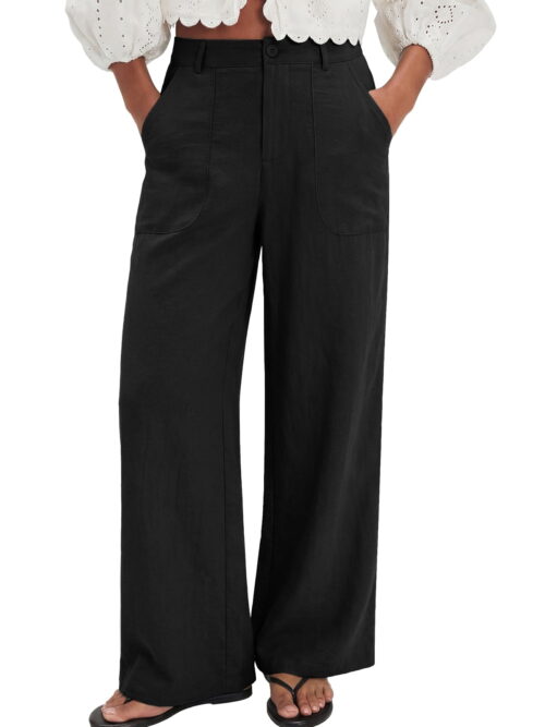SHEWIN Linen-Blend Wide Leg Palazzo Pants